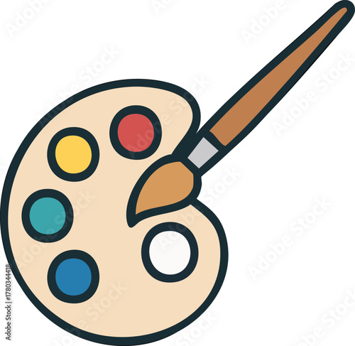 Colorful paint palette, a creative tool for artist to mix color and create beautiful artwork