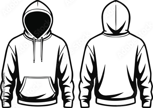 Hoodie Mockup Line Art  Minimal Apparel Vector Template