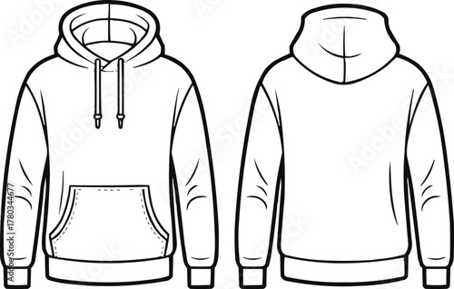 Hoodie Mockup Line Art  Minimal Apparel Vector Template