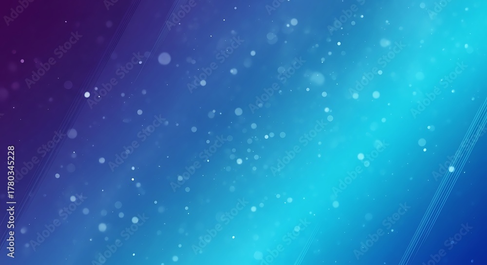 Obraz premium Vibrant abstract background featuring a blue and purple gradient with glowing bokeh particles and soft diagonal light flares, representing a digital concept