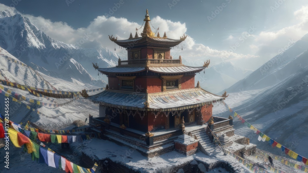 Obraz premium Snowy mountain temple