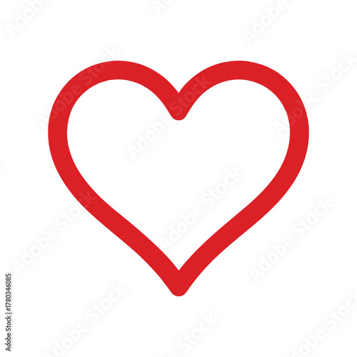 Red heart outline icon, love affection symbol