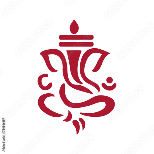 Modern Lord Ganesha Symbol Vector Art for Indian Wedding and Religious Ceremonies.