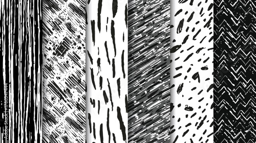 A collection of monochrome abstract patterns displays various textures and designs, suitable for backgrounds, textiles, and artistic projects of diverse applications.