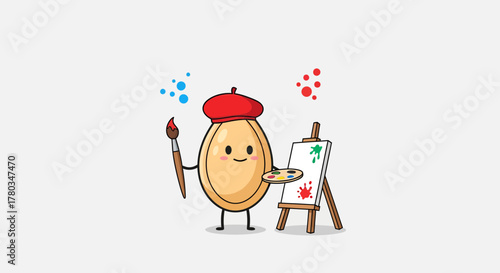 Cartoonish Artist Painting Pictures With a Cute And Friendly Representation