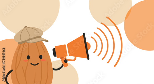 Charming Almond Character Expressing Communication and Spreading a Positive Message