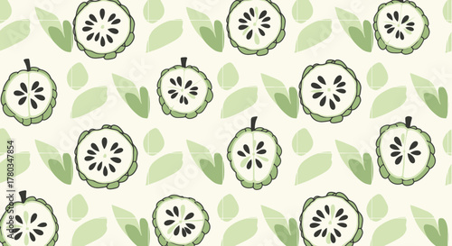 Charming Custard Apple Pattern on a Pale Background for Creative Designs and Decorations