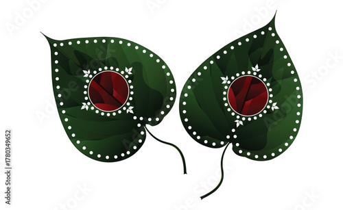 Traditional Bengali Wedding Paan Vector | Betel Leaf Design for Hindu Marriage Ritual | Bengali Wedding Bride Art Illustration