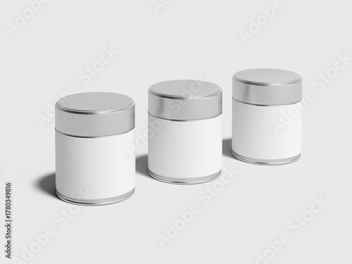 Tin Can Packaging Mockup 3D Rendering for Powdered Drink