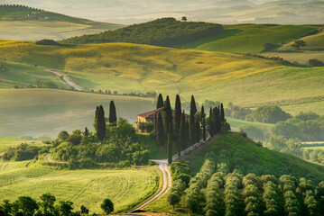 Acrylglasbilder Toskana Frühlingslandschaft in San Quirico d'Orcia  © ecstk22