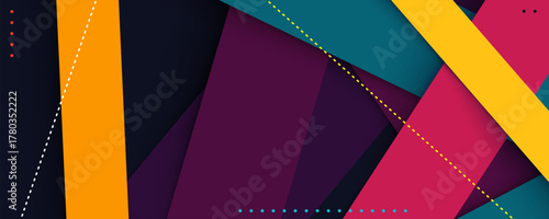 Colorful abstract papercut background with geometric lines and shapes