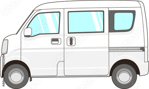 白い軽バンのベクター素材イラスト