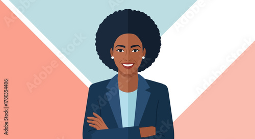 Professional African American woman in a suit with arms crossed, business portrait