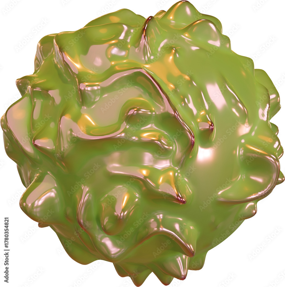 Obraz premium 3D Organic nature morphing shape, creative graphic abstract form isolated clipart. Render of geometric biotechnology scientific illustration