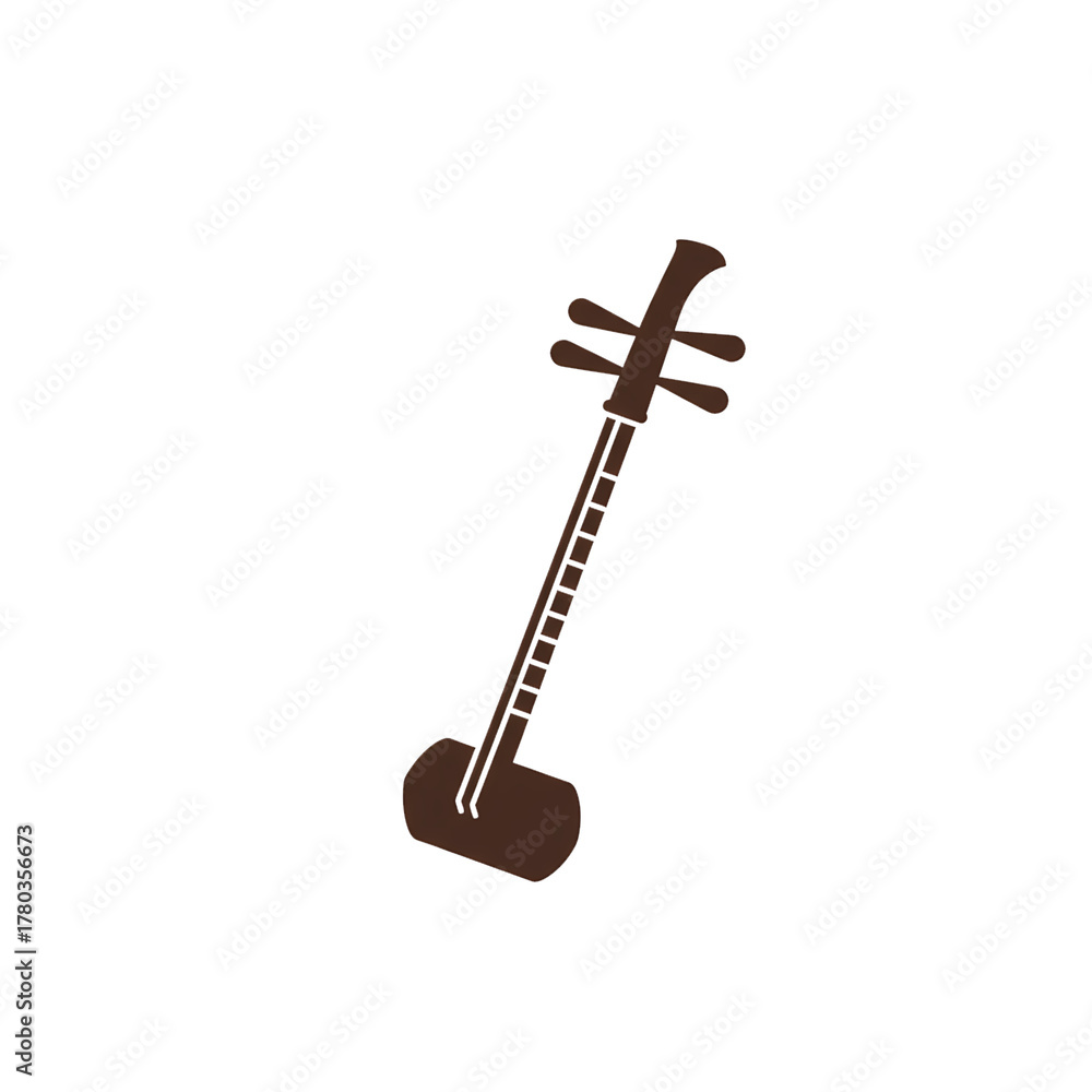 Naklejka premium Illustration of a Dan Bau, a Vietnamese single-stringed instrument on a black background