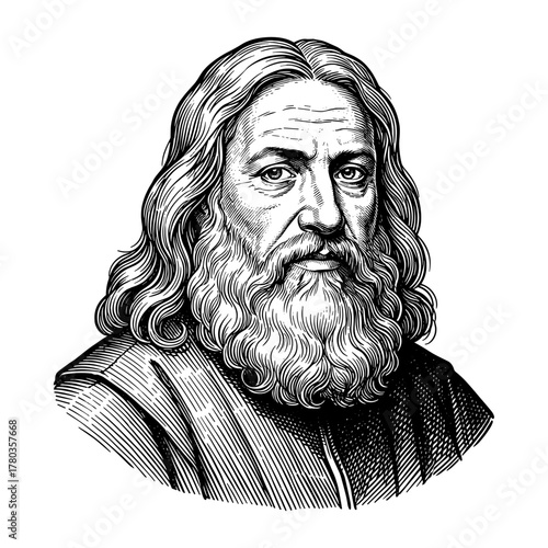 Leonardo portrait against white background