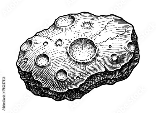 Asteroid etching in black and white