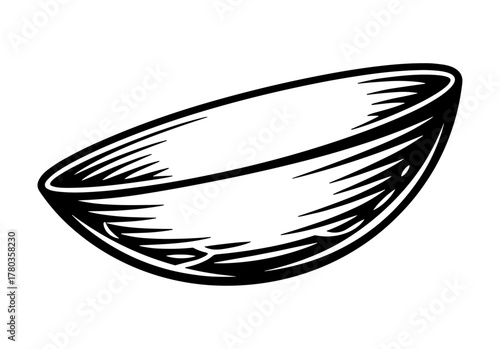 Contact lens in black and white woodcut style