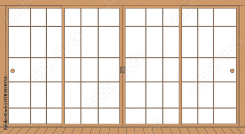 Traditional Japanese Sliding Doors (Shoji) and Tatami Floor Background