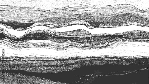 Abstract black and white layered geological strata texture pattern