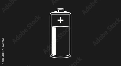 Stylized illustration of a battery with a plus sign