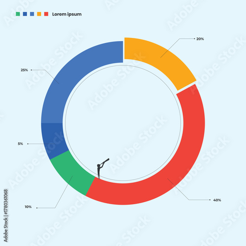 pie chart for reports and presentations ui, web. simulated pie chart of a businessman who wants to share profits