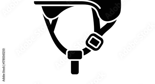 Black and white icon of a helmet strap