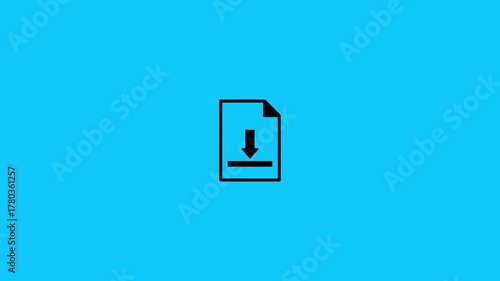 Download animation icon, animated download icon in the background. An arrow pointing downwards, which symbolizes the status of an active download process or pending file transfer.