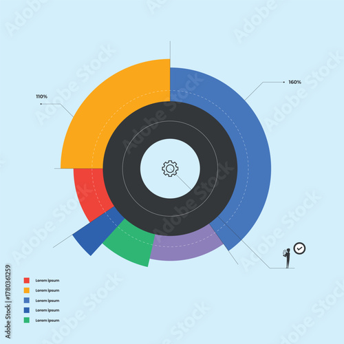 pie chart for reports and presentations ui, web. simulated pie chart of a businessman who wants to share profits