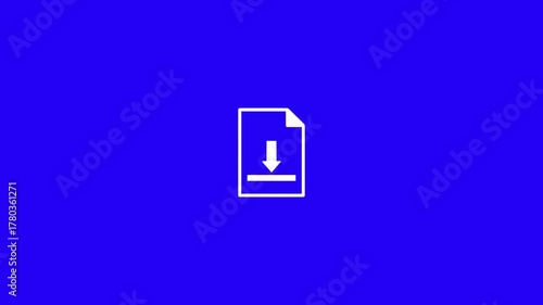 Download animation icon, animated download icon in the background. An arrow pointing downwards, which symbolizes the status of an active download process or pending file transfer.