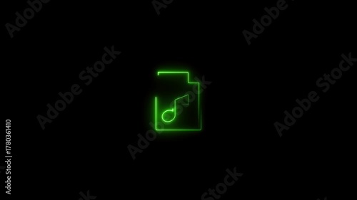 Neon music visualizer background, neon music icons for DJ sets and parties, 4K