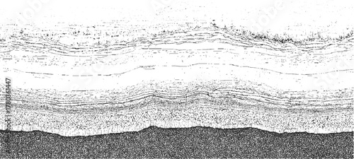 Black and white abstract textured background with layered wavy lines and granular patterns vector 1