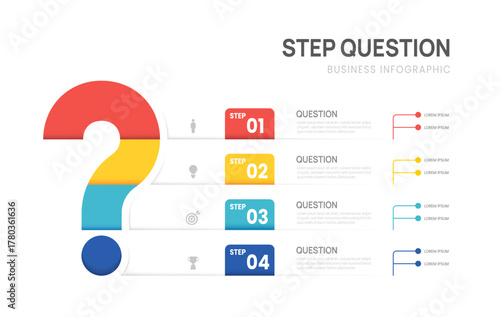 Question infographic business infochart 4 steps banner chart template for presentation vector.