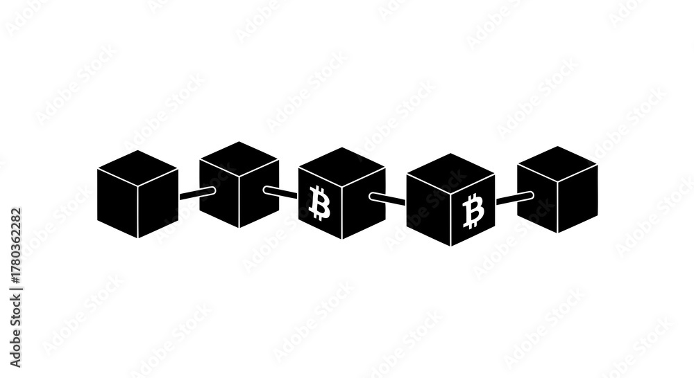 Obraz premium Blockchain technology with bitcoin symbols in a chain