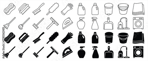 house cleaning tools icon vector illustration