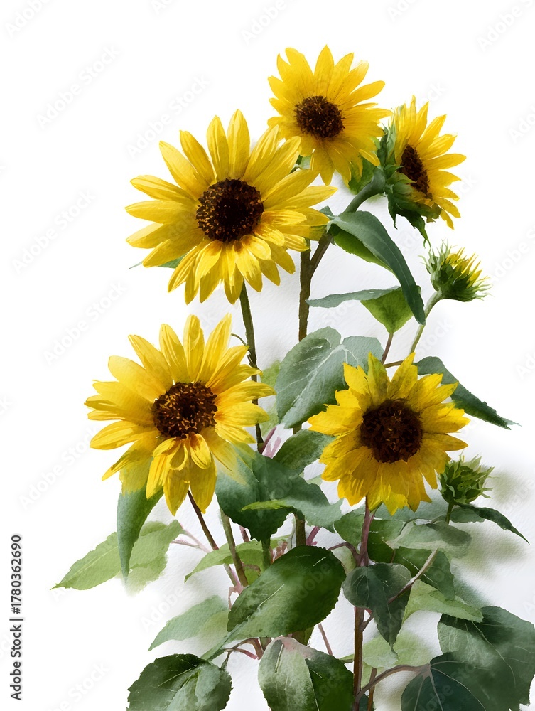 Fototapeta premium sunflowers watercolor