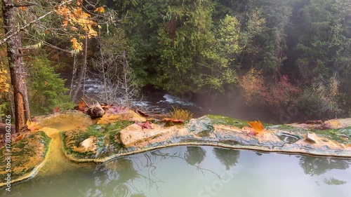 Umpqua Hot Springs Oregon natural pools surrounded by vibrant autumn forest