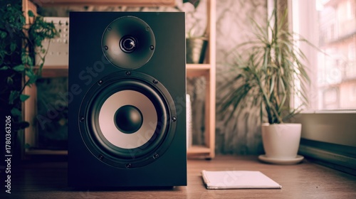 Studio monitor speakers on desk