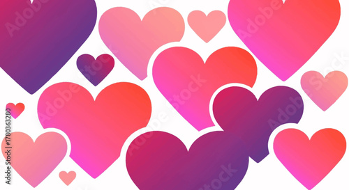 A collection of colorful hearts in various sizes and shades.