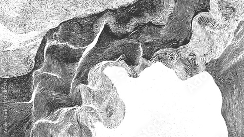 Abstract black and white textured background with swirling lines and dots vector