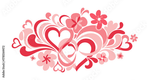 Floral Heart Swirls - A Romantic Valentines Day Design.