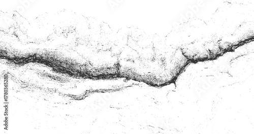 Black and white abstract textured background with layered wavy lines and speckles vector