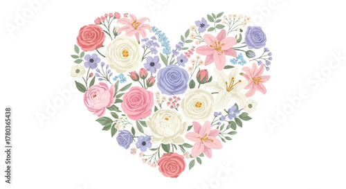 Floral Heart - A Romantic Arrangement of Pastel Flowers.