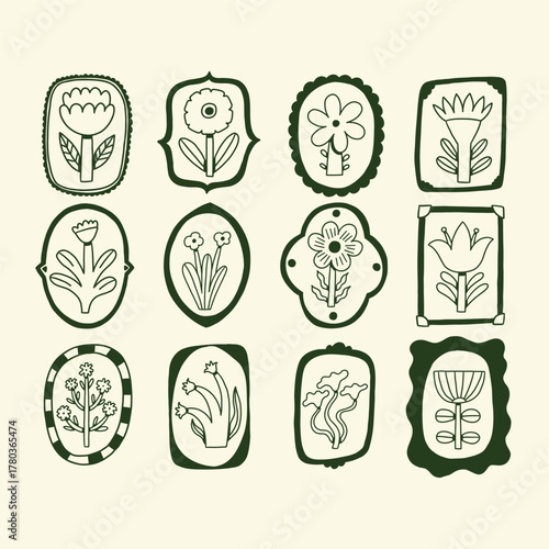 Floral Post Card Stamp Sticker