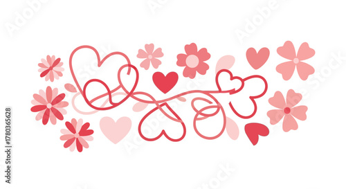 Floral Heart Swirl Design - A Romantic Valentines Day Illustration.