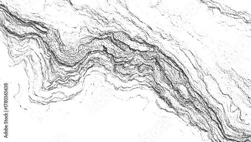 Black and white abstract topographic map texture with contour lines and cellular patterns background