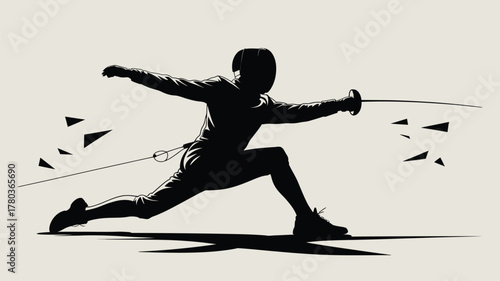 Dynamic fencing silhouette showcasing agility, skill, and competitive spirit for sports marketing and athletic performance campaigns inspiration