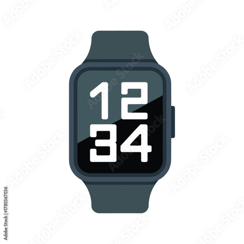Flat Art of a Smartwatch with LED Time Display