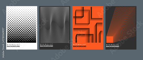 Geometric minimalism and abstraction. Minimalistic abstract geometric design for flyers, posters, brochure covers, backgrounds, wallpapers, typography or other printed products. Vector illustration