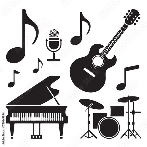 Christmas Silhouette Icon Set | Bold Black Vector Icons | Minimal Stencil Holiday Design